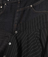 Reworked Denim Panel Wrap Skirt