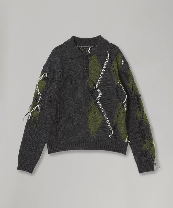 Argyle Fisherman Polo Sweater-Andersson Bell-Forget-me-nots Online Store