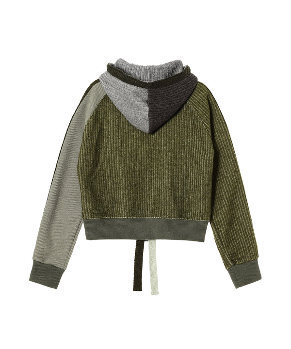 Color Blocked Knit Hoodie Zip Up-Andersson Bell-Forget-me-nots Online Store