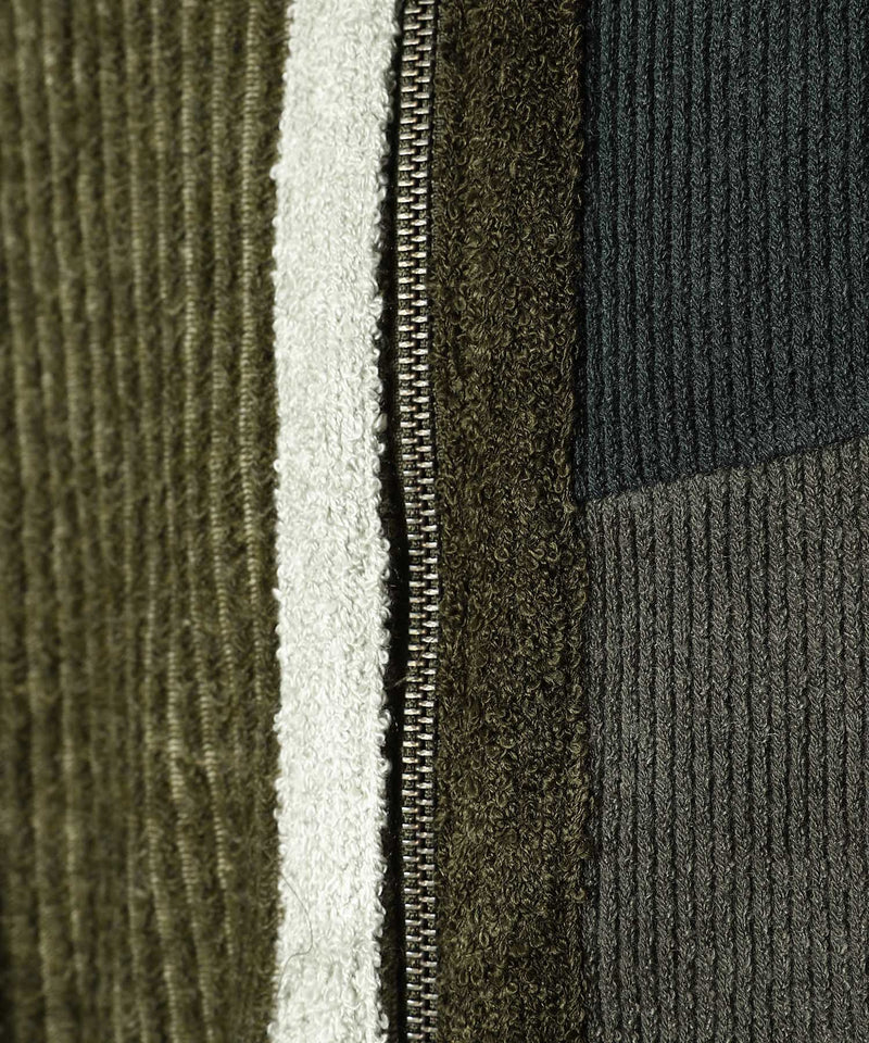 Color Blocked Knit Hoodie Zip Up-Andersson Bell-Forget-me-nots Online Store