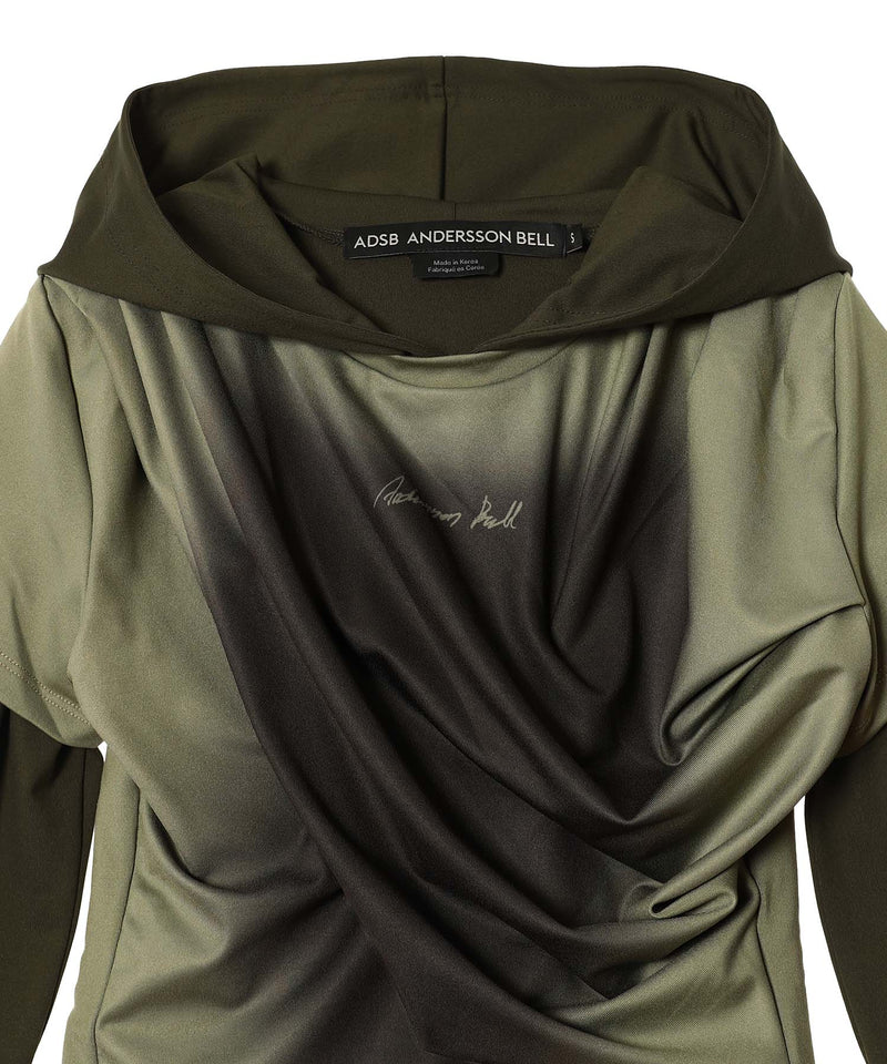 Gathered Hoodie Jersey Top-Andersson Bell-Forget-me-nots Online Store