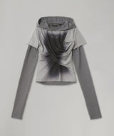 Gathered Hoodie Jersey Top-Andersson Bell-Forget-me-nots Online Store