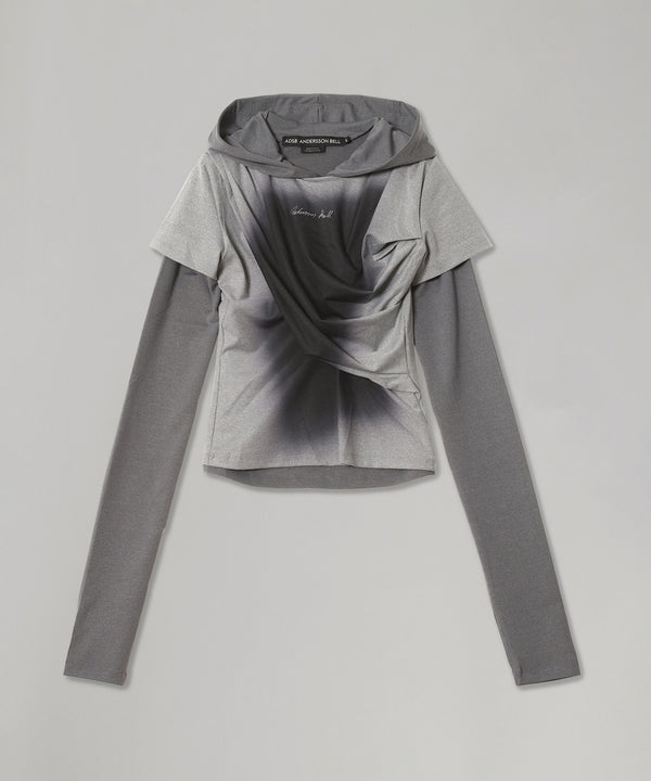 Gathered Hoodie Jersey Top-Andersson Bell-Forget-me-nots Online Store