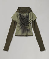 Gathered Hoodie Jersey Top-Andersson Bell-Forget-me-nots Online Store