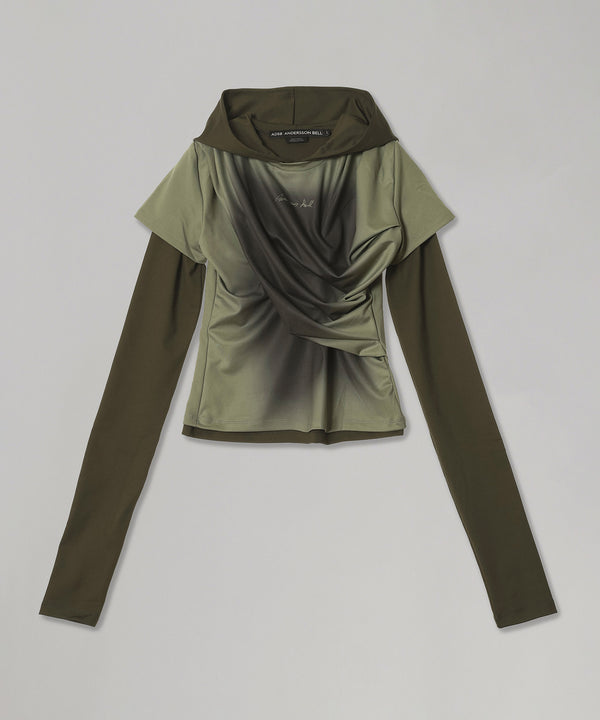 Gathered Hoodie Jersey Top-Andersson Bell-Forget-me-nots Online Store