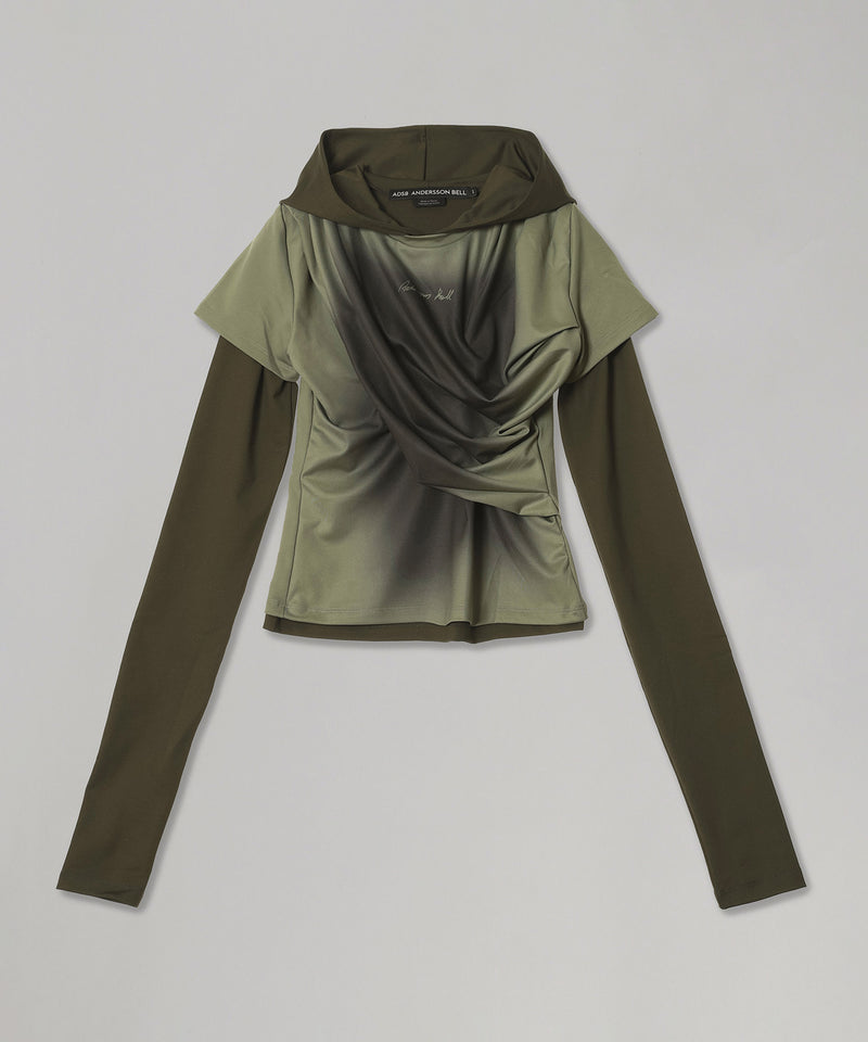Gathered Hoodie Jersey Top-Andersson Bell-Forget-me-nots Online Store