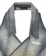 Upside-Down Printed Denim Halter Top-Andersson Bell-Forget-me-nots Online Store