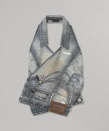 Upside-Down Printed Denim Halter Top-Andersson Bell-Forget-me-nots Online Store