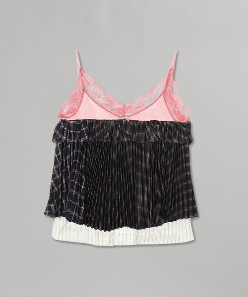 Pleats Combo Lace-Trim Cami Top-Andersson Bell-Forget-me-nots Online Store