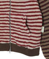 Unisex Stripe Patchwork Fleece Hoodie Zip-Up