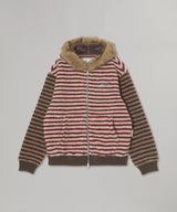 Unisex Stripe Patchwork Fleece Hoodie Zip-Up