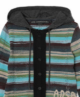Layered Multi-Stripe Hooded Cardigan