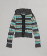 Layered Multi-Stripe Hooded Cardigan