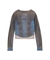 Trompe Loeil Denim Layered Tattoo Top