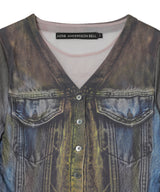 Trompe Loeil Denim Layered Tattoo Top