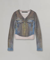 Trompe Loeil Denim Layered Tattoo Top