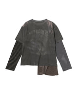 Mixed Stripe Sleeve Layered Top