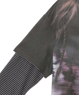 Mixed Stripe Sleeve Layered Top