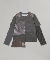 Mixed Stripe Sleeve Layered Top
