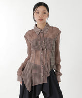 Asymmetric Studded Mesh Shirt