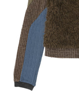Fur Color-Blocked Hooded Zip-U
