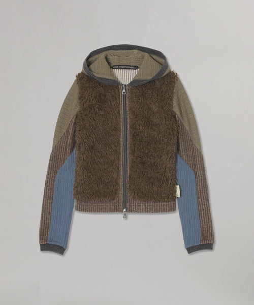 Fur Color-Blocked Hooded Zip-U-Andersson Bell-Forget-me-nots Online Store