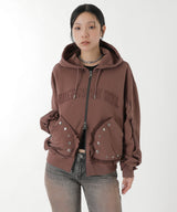 Raw-Cut Studded Zip-Up Hoodie-Andersson Bell-Forget-me-nots Online Store