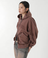 Raw-Cut Studded Zip-Up Hoodie-Andersson Bell-Forget-me-nots Online Store