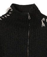 Hand Stitched Hairy Zip-Up Cardigan