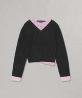 Layered Shirt Cuff Knit Top-Andersson Bell-Forget-me-nots Online Store