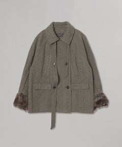 Fur Cuff High Neck Coat-Andersson Bell-Forget-me-nots Online Store