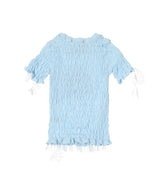 Blue Woven T-Shirt With Lace Details-CONSTANCA ENTRUDO-Forget-me-nots Online Store