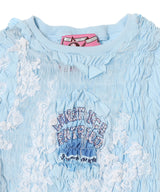 Blue Woven T-Shirt With Lace Details-CONSTANCA ENTRUDO-Forget-me-nots Online Store