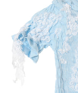 Blue Woven T-Shirt With Lace Details-CONSTANCA ENTRUDO-Forget-me-nots Online Store