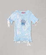 Blue Woven T-Shirt With Lace Details-CONSTANCA ENTRUDO-Forget-me-nots Online Store