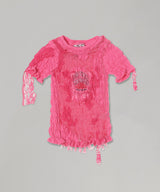 Pink Woven T-Shirt With Lace Details-CONSTANCA ENTRUDO-Forget-me-nots Online Store
