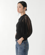Fluted Lucent Puff Sleeve Cardigan