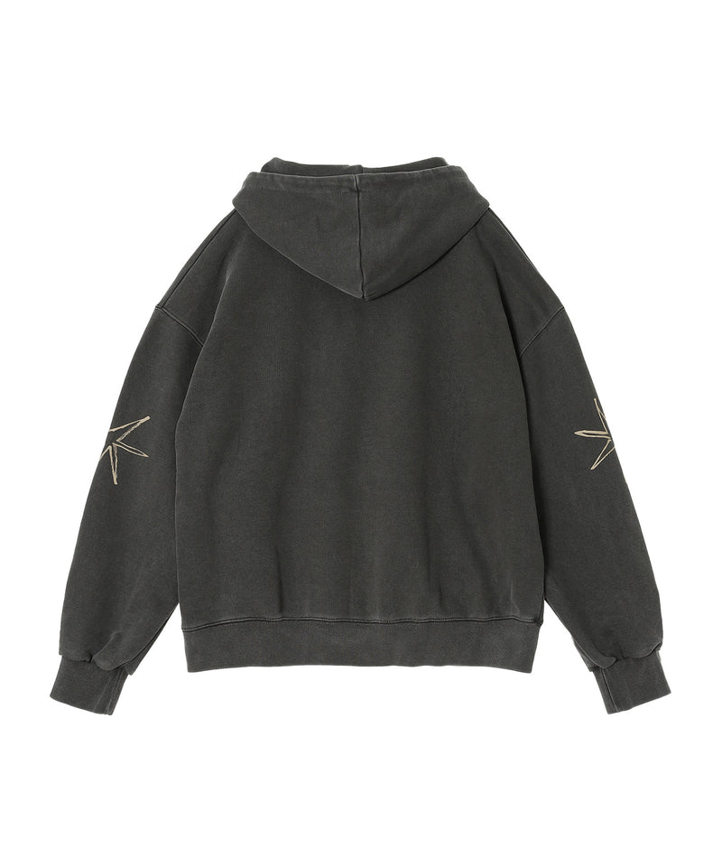 Mayte × Cycle Echo Star Washed Zip-Up Hoodie-Cycle by myob-Forget-me-nots Online Store