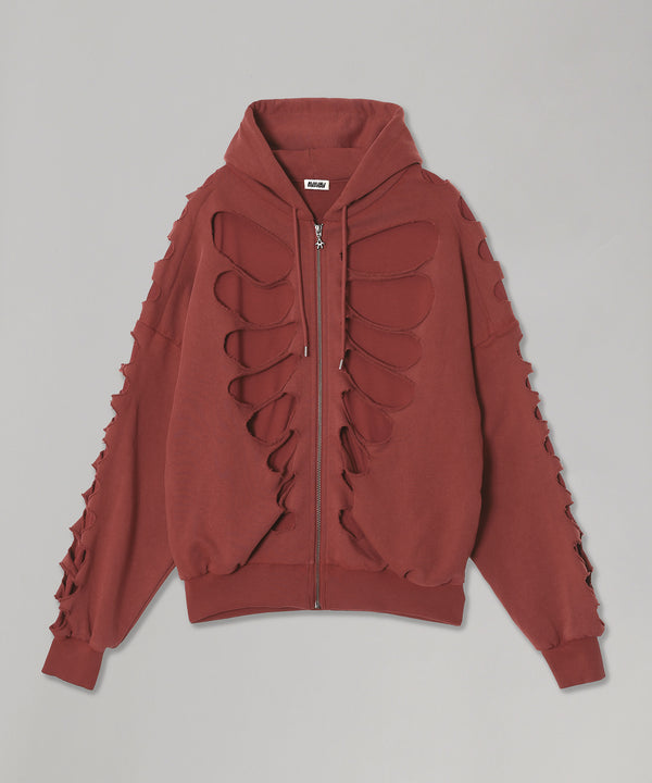Shoulderless Hoodie Cut-Out Red-AVAVAV-Forget-me-nots Online Store