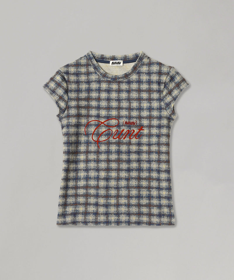 T-Shirt Checked Blue-AVAVAV-Forget-me-nots Online Store