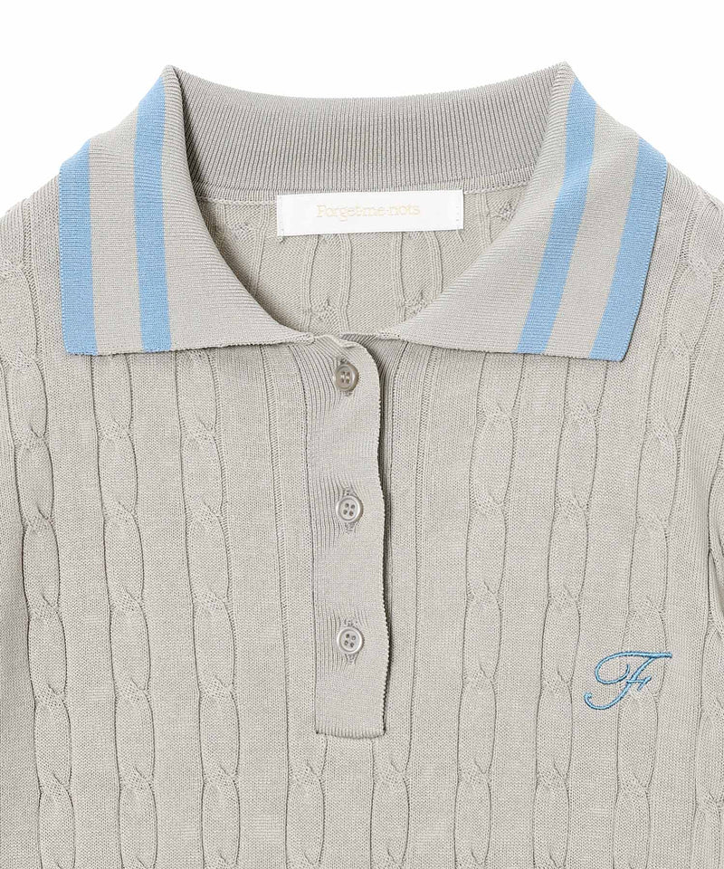 Long Sleeve Knit Polo-Forget-me-nots-Forget-me-nots Online Store