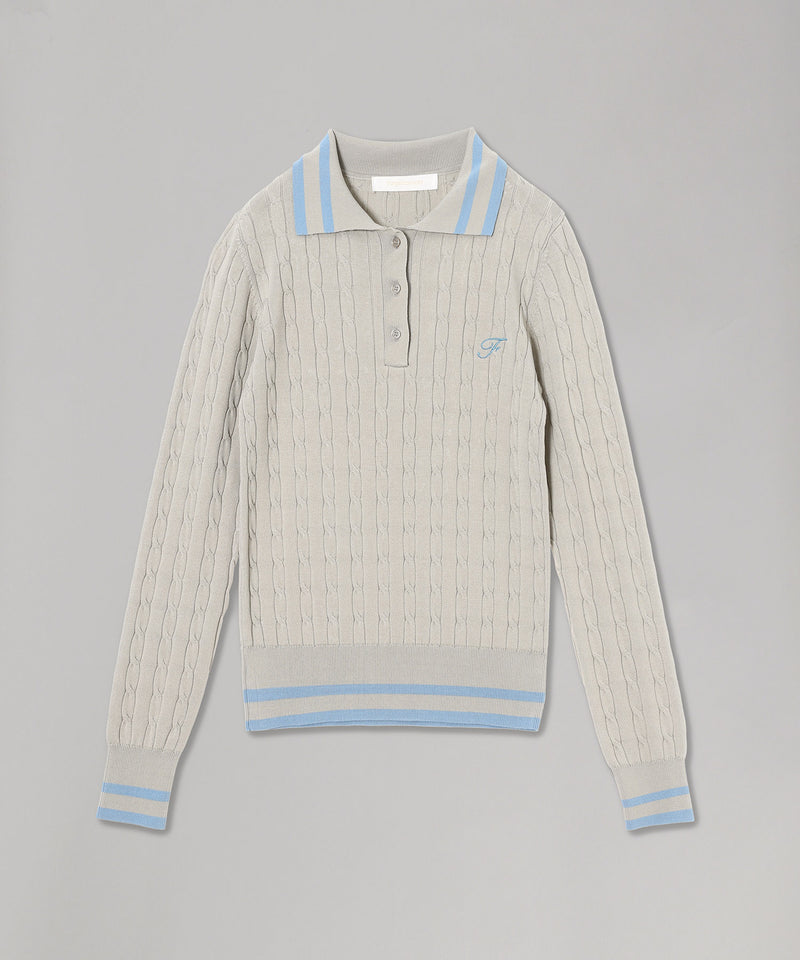 Long Sleeve Knit Polo-Forget-me-nots-Forget-me-nots Online Store