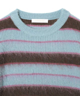 Border Crew Neck Knit-Forget-me-nots-Forget-me-nots Online Store