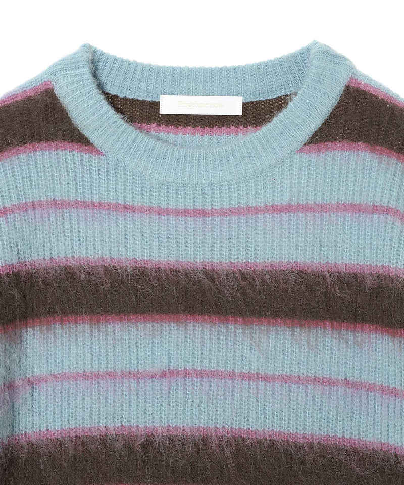 Border Crew Neck Knit-Forget-me-nots-Forget-me-nots Online Store