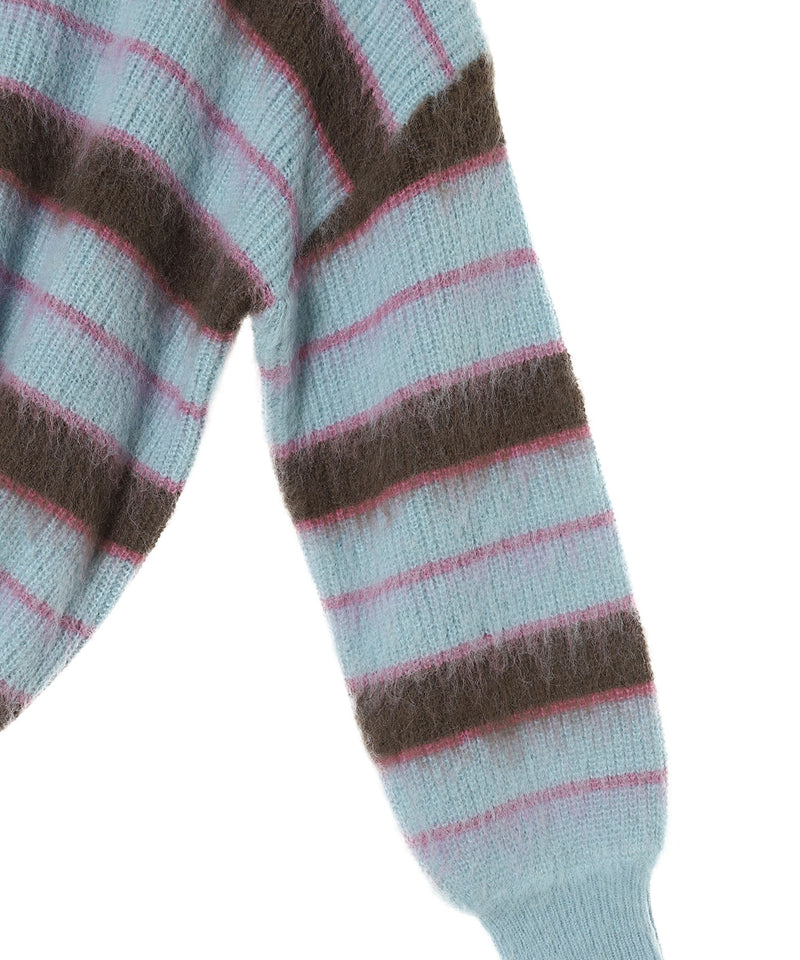 Border Crew Neck Knit-Forget-me-nots-Forget-me-nots Online Store
