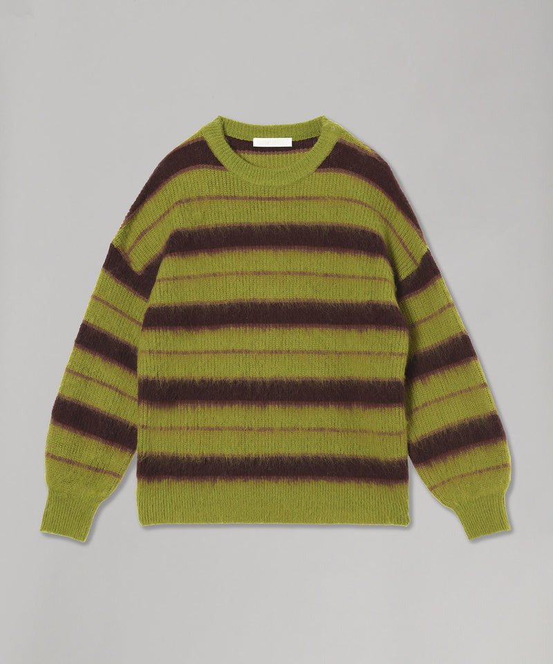 Border Crew Neck Knit-Forget-me-nots-Forget-me-nots Online Store