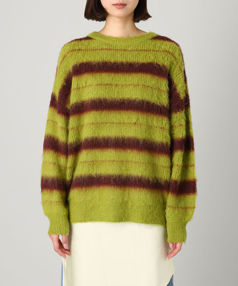 Border Crew Neck Knit-Forget-me-nots-Forget-me-nots Online Store