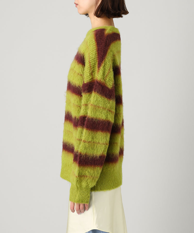 Border Crew Neck Knit-Forget-me-nots-Forget-me-nots Online Store