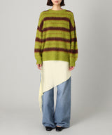 Border Crew Neck Knit-Forget-me-nots-Forget-me-nots Online Store