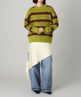 Border Crew Neck Knit-Forget-me-nots-Forget-me-nots Online Store